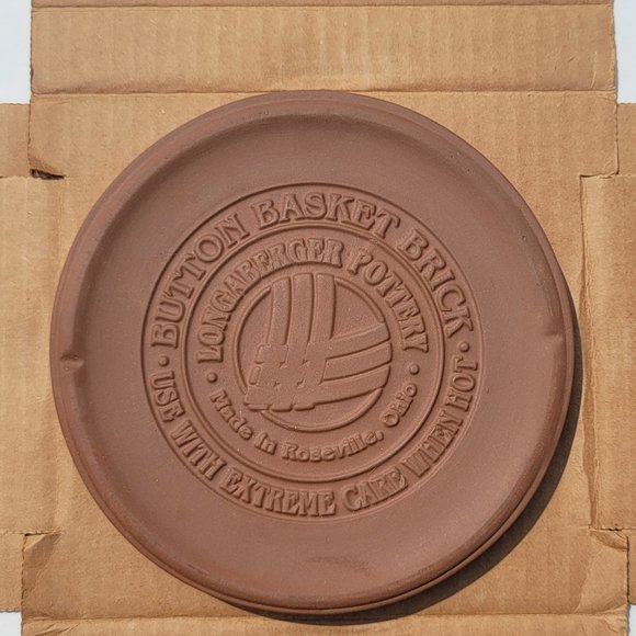 Retired Longaberger Pottery Button Basket Brick Warmer Stone #30198 - Like New - Picture 1 of 8